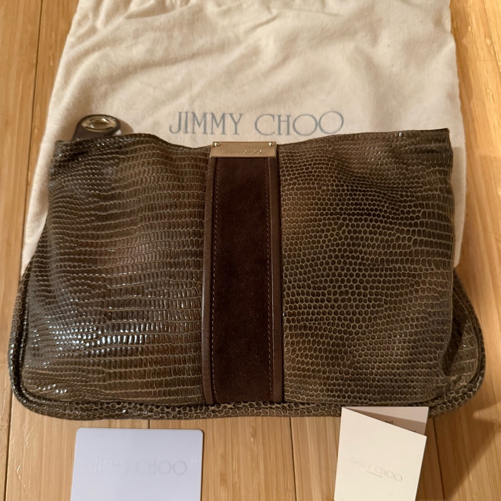 Jimmy Choo Leather Clutch - embossed Snakeskin